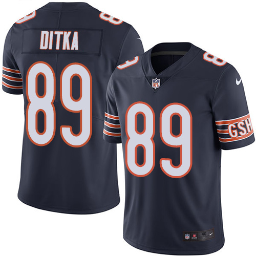 Men's Elite Mike Ditka Nike Jersey Navy Blue - #89 Rush NFL Chicago Bears